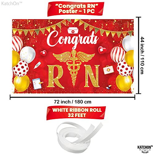 Image of KatchOn Congrats RN Graduation Banner - Large 72x44 Inch | Red Nurse Banner | Nursing Party Decorations for Class of 2026 | Nurse 2026 Graduation Decorations
