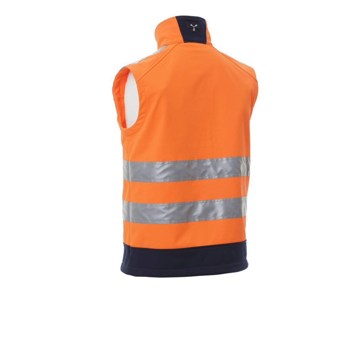 PAYPER Traffic Gilet Softshell Alta visibilità Uomo da Lavoro 100% Poliestere Chiusura Zip Bande Riflettenti Tasca al Petto Porta Badge Giallo Fluo/Blu Navy