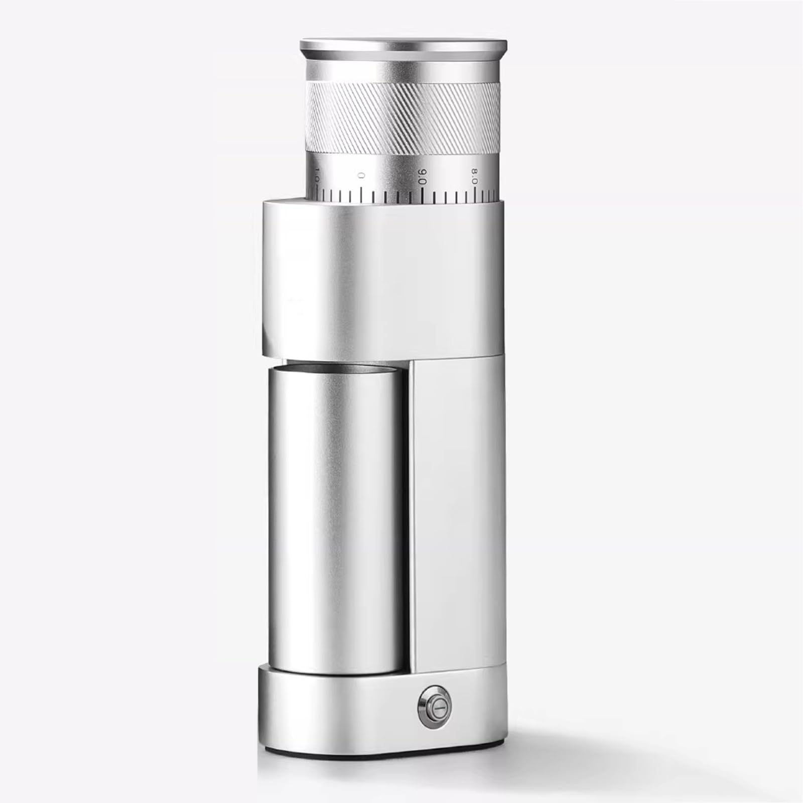 Boozxcv Silver Electric Coffee Grinder, 6-Star Conical Burr Grinder With 0.01Mm Stepless Adjustment, Magnetic Bean Lid & Powder Container, For Espresso, Pour Over Brewing (Silver)