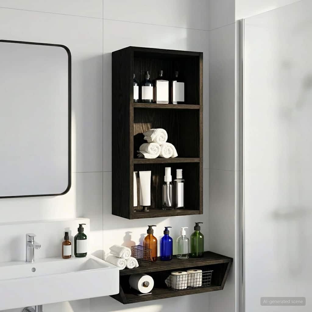 Armoire murale de salle de bain en chêne noir 30 x 16 x 62,5 cm