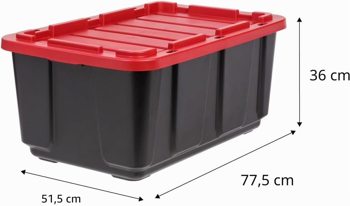 Iris Ohyama, Scatole Pieghevoli, 100L, Set di 3, Nero, Compact, Solido, Impilabile, Per Garage, Scaffali, Scatola Organizer, Plastica, Contenitore, UTB-27
