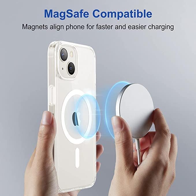 Image of DARKFIT Back Cover Case Compatible with iPhone 14 Plus | White Mag-Safe Magnetic Cover | TPU Ultra Hybrid | Camera Bump Protection | Compatible with Wireless Charging | Color Clear | Pack of 1 |