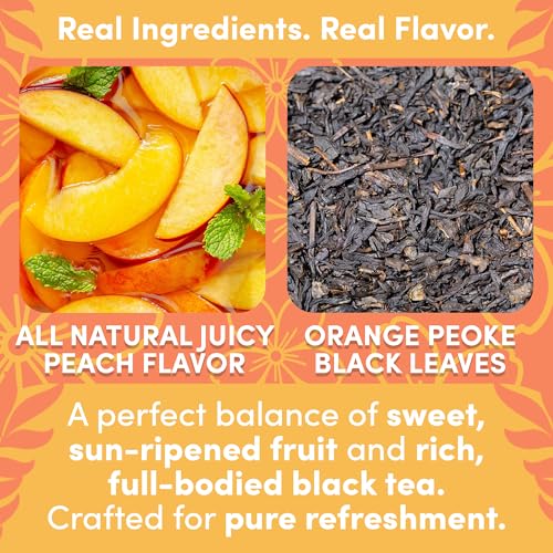 Image of Peach Flavored Iced Tea Bags, 1 Gallon Tea Bags, 48 Count, Bulk Black Tea Iced Tea Packs, Peach Tea Bags for Restaurants, Cafes, Foodservice & Home Brewing