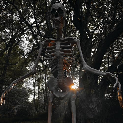 Haunted Hill Farm Motion-Activated 8-Ft. Tall Towering Skeleton, Plug-in Talking Scare Prop Animatronic for Indoor or Covered Outdoor Creepy Halloween Decoration