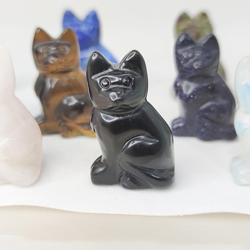 Hztyyier Ornements De Chat En Cristal Naturel, Figurines De Félins En Quartz Rose Pour Décoration Intérieure