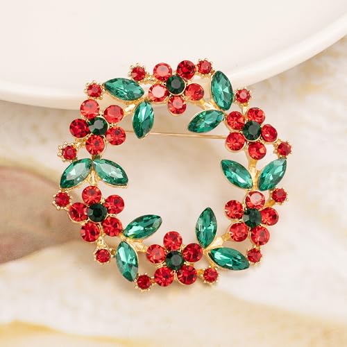 Image of Womens Wreath Flower Brooch Pin Crystal Brooch for Women