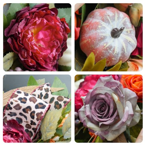 Image of Fall Wreaths for Front Door 24 Inch Artificial Autumn Wreath Rustic Decor