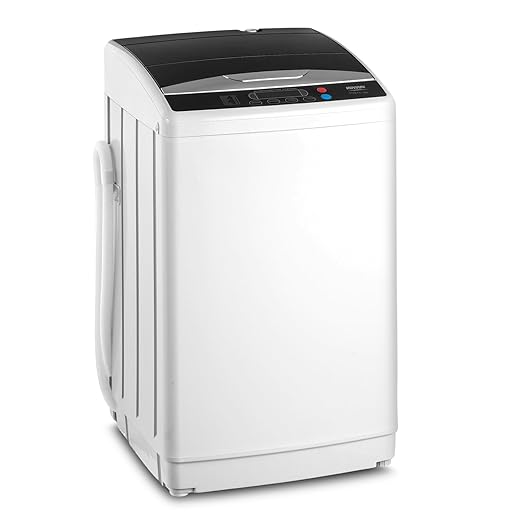 ROVSUN 25LBS Portable Washing Machine, Full-Automatic Electric Laundry Machine with Stainless Steel Drum, 110V Compact Washer, Washer and Spin Dryer Combo with Drain Pump for Dorm, Home