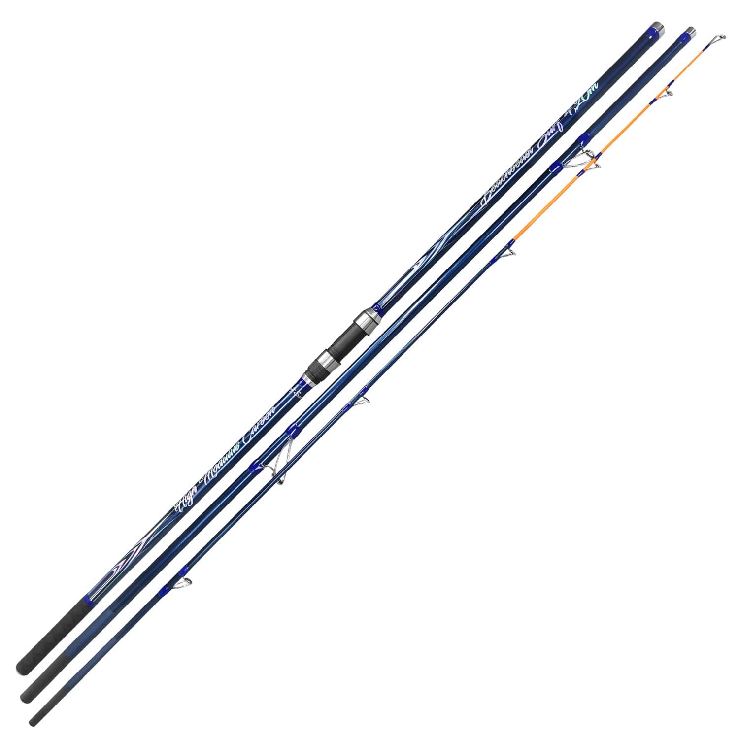 Beachbeast Surf Brandungsrute, 4,20m & 4,50m | Wurfgewicht 100-250g, High Performance Carbonblank, Lowrider Anti-Tangle Beringung, 3-teilig, Weitwurfrute Meer