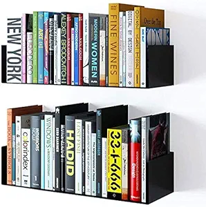 Snazzy Floating Wall Mount Wall Shelve Wall Shelf Metal U Shape Book Shelf CD DVD Storage Display Bookcase Black Set of 2