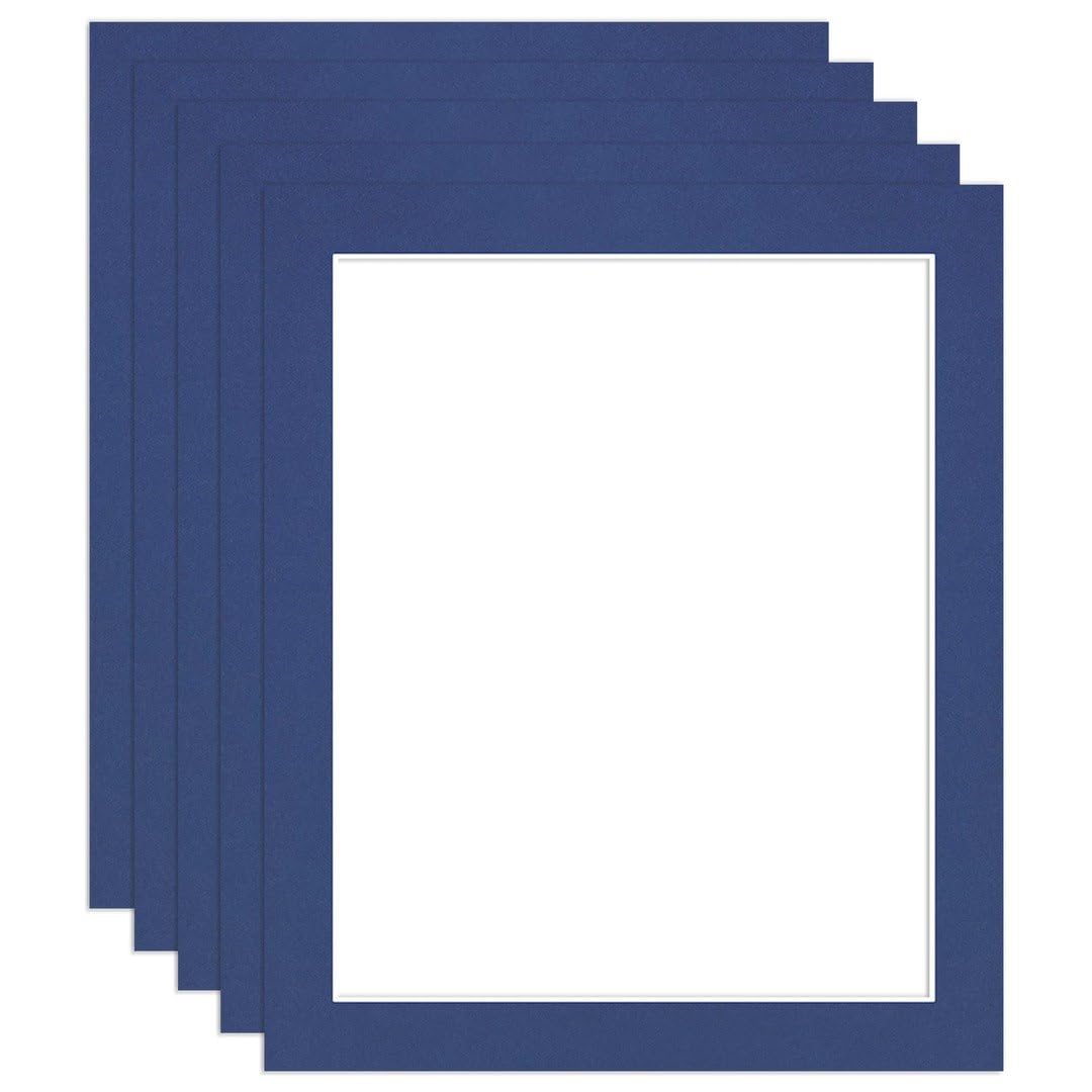 Procut Global 12x10" Blue Picture Mounts to Fit 10x8" Aperture - Precision Cut Cardboard Photo Mount - Ideal for Frames, Prints, Artwork & Certificates - Sizes & Colours Available - 5 Pack — image 1