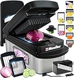 Mueller Pro-Series 10-in-1, 8 Blade Stainless Steel Multi Vegetable Chopper And Mandoline Slicer, Kitchen Tools and Gadgets, Food and Veggie Chopper, Mincer, Dicer, French Fry Cutter, Black