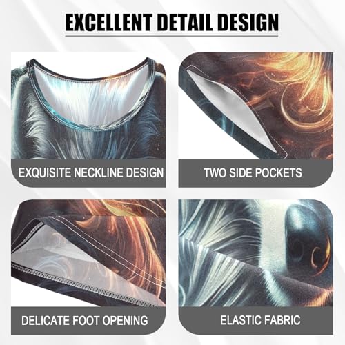 Wolf Face Black White Pajama Set Short Sleeve Summer Pajamas Shorts Sets PJ Clothes Set Soft 5Y4