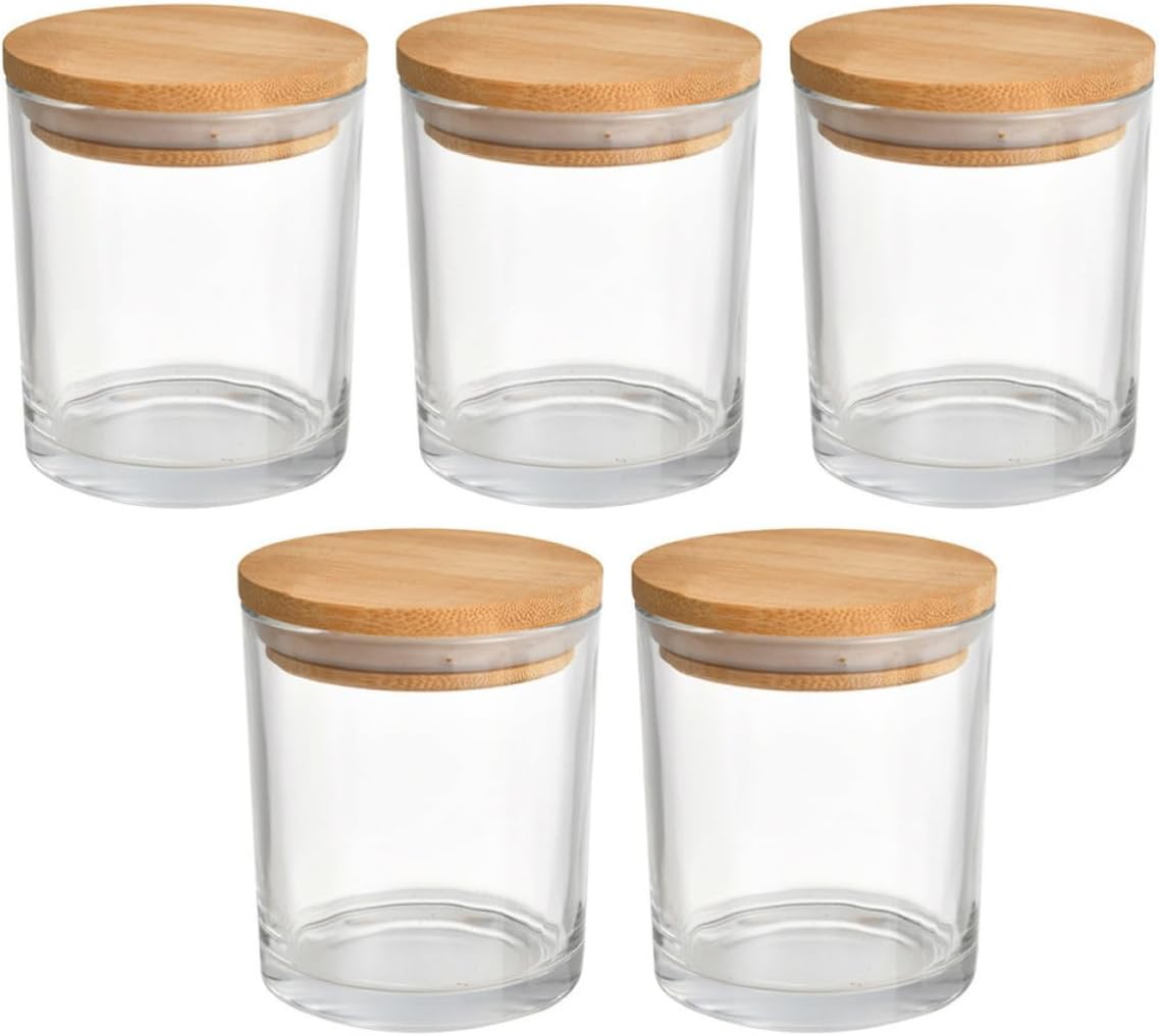 Kichvoe 5 Sets Glass Candle Tins with Lids for Candle Making and Aromatherapy Practical Glass Jars for Small Items Storage Elegant and Unique Design