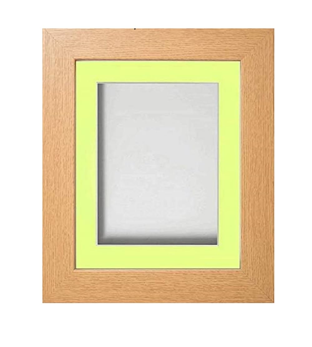 Frame Company Watson Beech Picture Photo Frame fitted with Perspex, A1 with Lemon Bon Bon Mount for image size A2