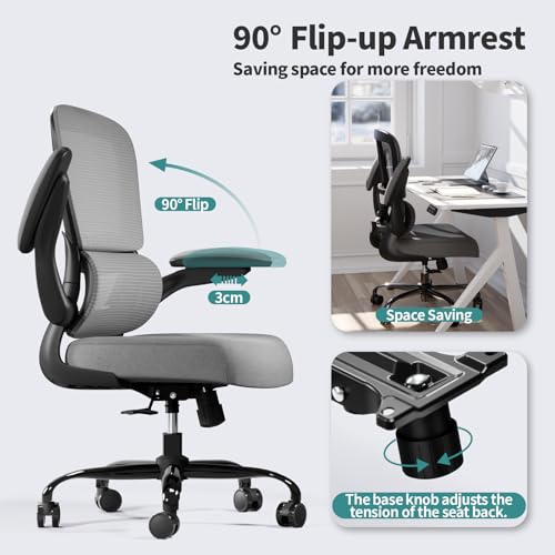 Image of TRALT Office Chair - Ergonomic Desk Chair with Adjustable Lumbar Support, Mesh Computer Chair, Executive Chair for Home Office Comfortable Lumbar Support (1, Fog Gray)
