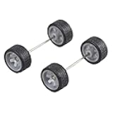 Juroicessry 1 Pair Sliver Wheels Rims Tires Set Alloy 1:64 Wheels,Scale Alloy Wheels Rubber Tires,Model Alloy and Accessories Tires Wheel Rubber，Wheels and Tires