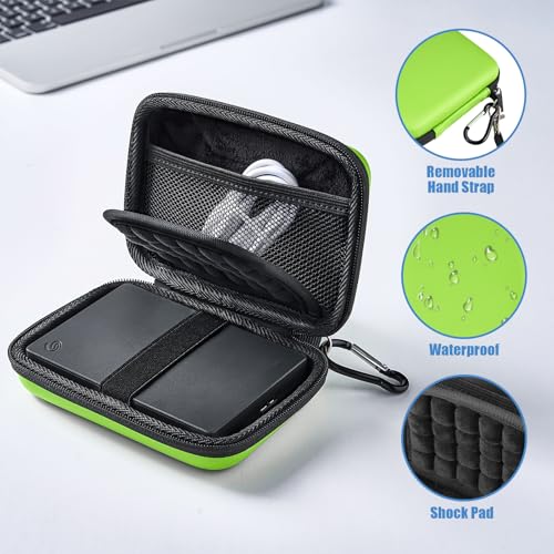 Image of ProCase External Hard Drive Travel Case for 2.5 inch HDD /SSD -Green | Fits Seagate Portable, Samsung T9, WD Elements, My Passport, Toshiba Canvio Basics, 1TB-5TB Drives, USB 3.0 HDD /SSD Storage