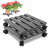 Monucep 2X WPC Pflanzenroller 30x30CM, Blumenroller Tragkraft 80 KG mit Rollen, Kübelroller für den Innen- und Außenbereich, Rollbrett für Pflanzen, Grau
