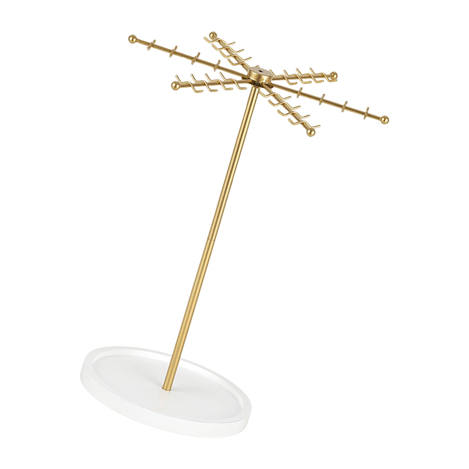 YWLUUOO 48 Hook Gold Metal Jewelry Holder with 360 Degree Rotation Large Capacity for Necklace Storage Fashionable Gift Rotating Necklace Display Stand