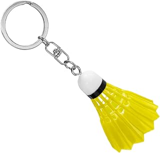 LHDOS Mini Badminton Car Key Chain, Personalized Auto Key Fob Keychain Holder, Key Ring Decoration Accessories for Women Men (Yellow)