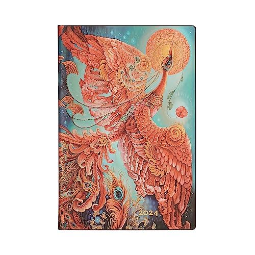 Paperblanks Flexi 12-Month Calendar 2024 Firebird Horizontal - Mini (140 x 95), Spanish