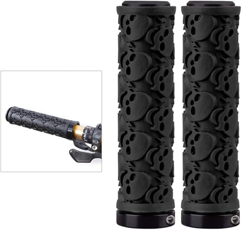 Miniatura 6 de Garneck - 1 par de empuñaduras para manillar de bicicleta, diseño de calavera, antideslizantes, de goma, accesorios para ciclismo, bicicleta de