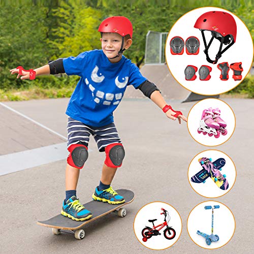 image for YOOGAA Kids Adjustable Helmet and Protective Gear Set for Kids 3-8, To