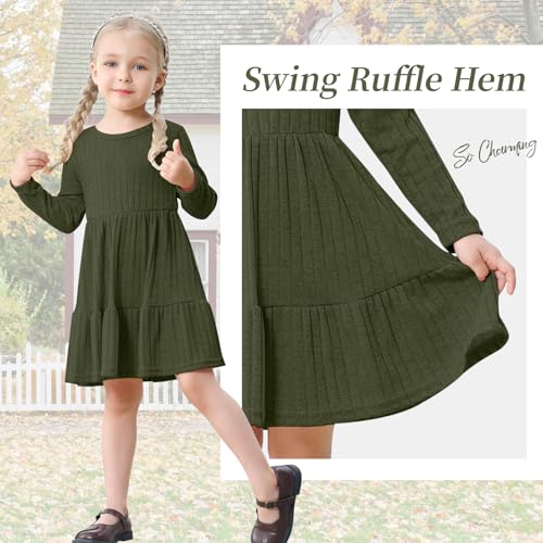 Image of Toddler Baby Girl Long Sleeve Dress Girls Knit Sweater Dresses Tiered Kids Swing Holiday Clothes Fall Winter