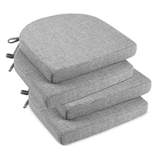 Memory Foam Chair Cushions for Dining Chairs - Light Grey, 4 Pack