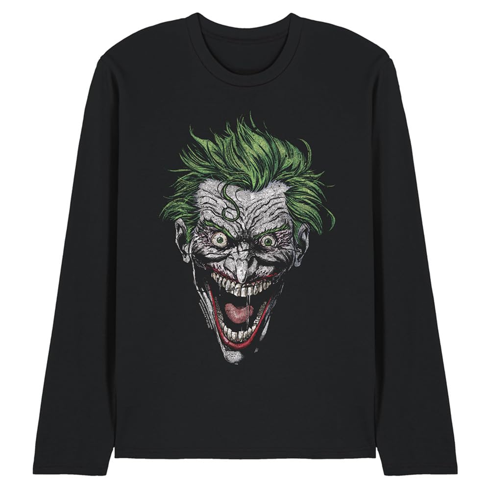 Dc Comics Unisex Black Joker Long Sleeve T-Shirt, Xxl