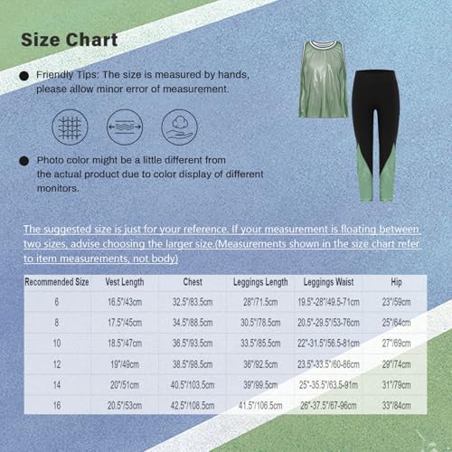 YiZYiF Kids Girls Piece Dance Sports Set Sleeveless Mesh Vest And Leggings Pants Set For Latin Gymnastics4