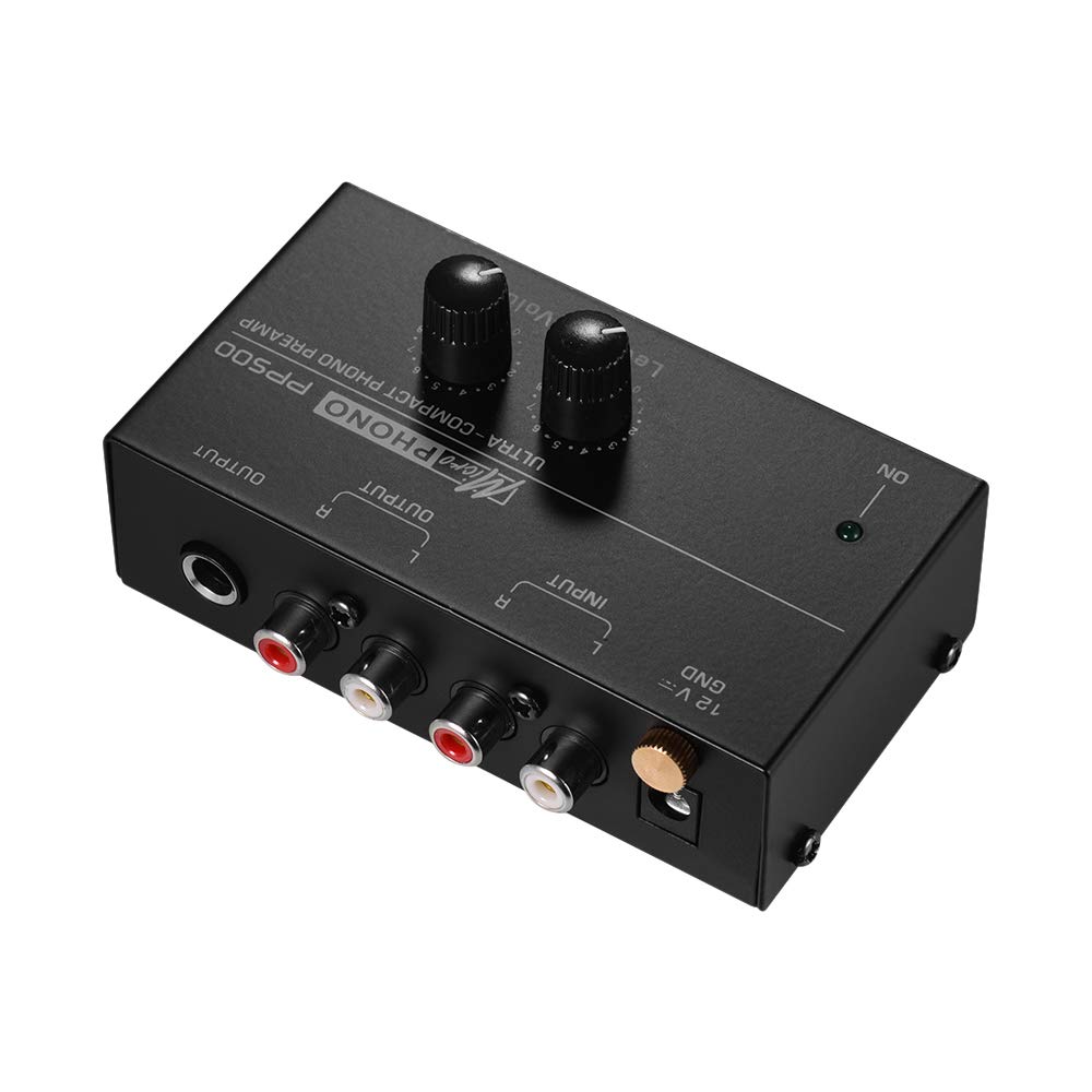 Kalaok Preamplificador Phono Preamp ultracompacto con controles de nivel y volumen Entrada y salida RCA Interfaces de salida TRS de 1/4"