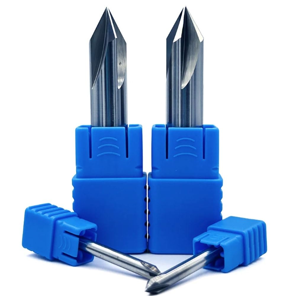 Frez fazujący，Frez do drewna 2 szt. HRC60 4 rowki D3mm 4mm 6mm 8mm 10mm 12mm X 90 stopni pełnowęglikowy frez do fazowania frez fazowanie frezy do aluminium(12 * 90°*75L*4F)
