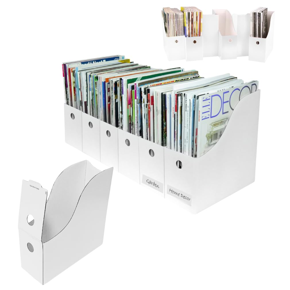 Evelots Magzine/File Holders (Set of 12), White, 9.5" L by 4" W by 10" H