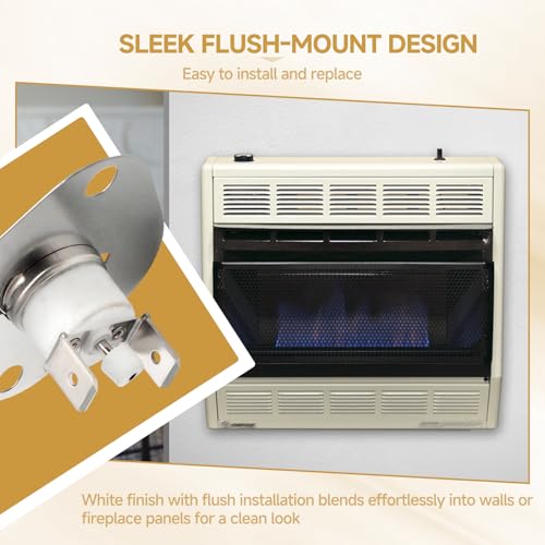 Numano for Touch Vent Safety Switch, 2-Way, Stainless Steel Contacts, White Flush Mount, Manual Control, Compatible with Empire Comfort Systems, Grainger & GWT35 heaters Wall boilers furnaces - Thumbnail 6