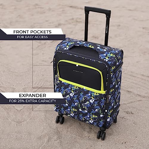 Image of Nasher Miles Bristol Expander Soft-Sided Polyester Cabin Luggage Blue Green 20 inch |55 Trolley Bag