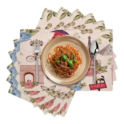Sets de table Paris avec roses de style chic pour table raffinee - 3