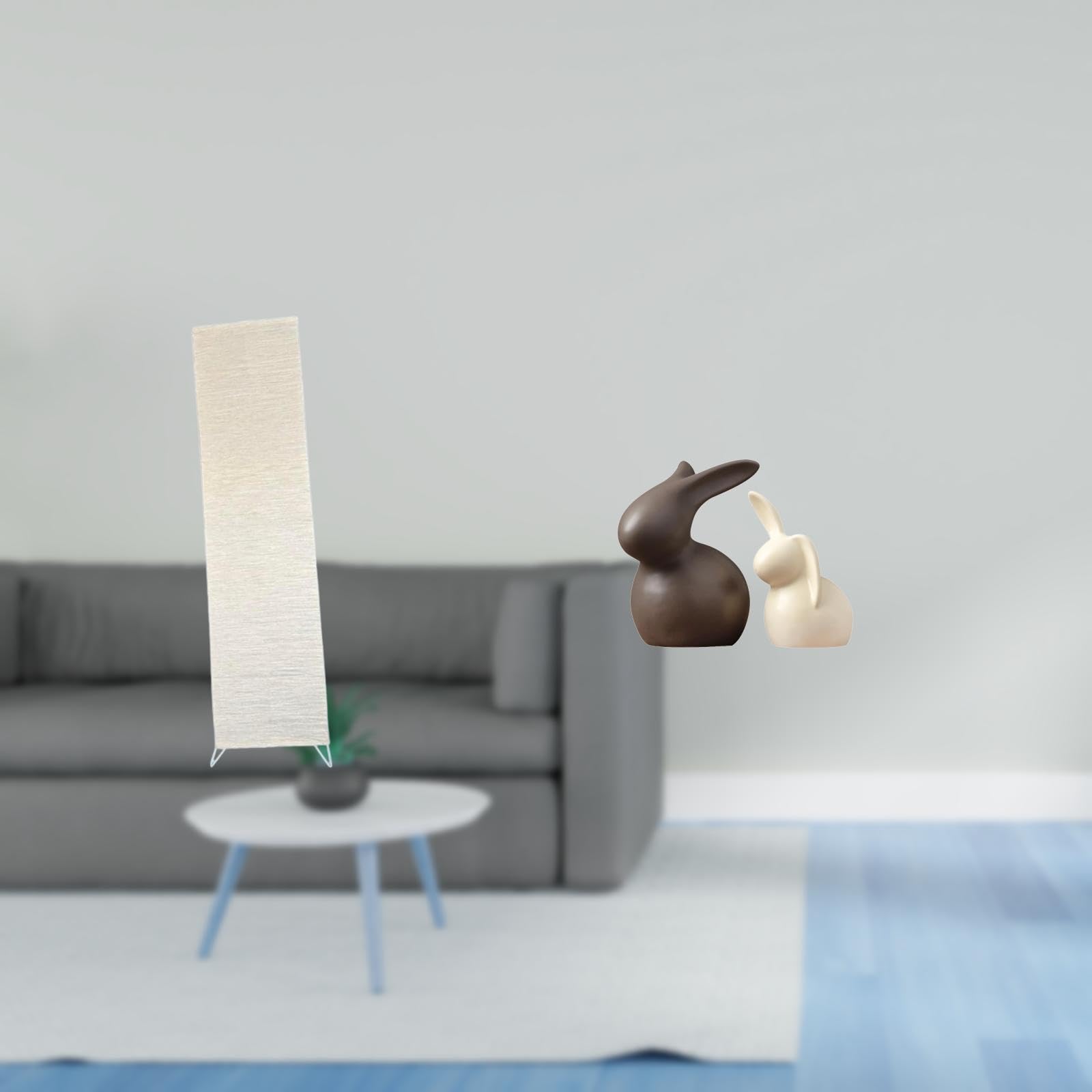 Enakshi® Living Room Paper Floor Lamp Shade and Ceramic Statue Set Porcelain Bunny Decor for Easter Cabinet Garden Standing Lamp Light Cover-picture-24