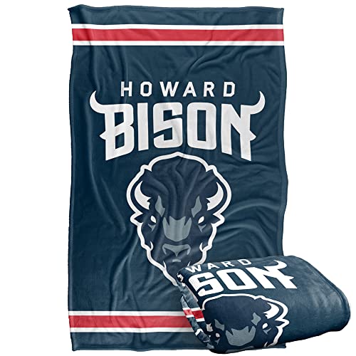 Howard University Bison Blanket, 36" x 58", Primary Logo Stripes, Silky Touch Super Soft Throw