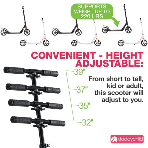Scooter For Kids, Kick Scooters For Teens & Adults 6-12 Years And Up With Anti-Shock Suspension, Scooter For Kids 8 Years And Up With 4 Adjustment Levels Handlebar, Great Gift & Toy, Up To 220 Lbs #TOP3
