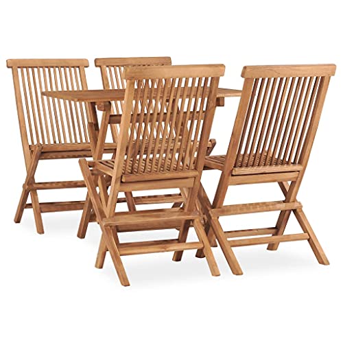 Vetnasa Set de Comedor de jardín Plegable 5 pzas Madera Maciza de Teca Mobiliario, Muebles de jardín, Conjuntos de jardín Marrón 35,94 KG