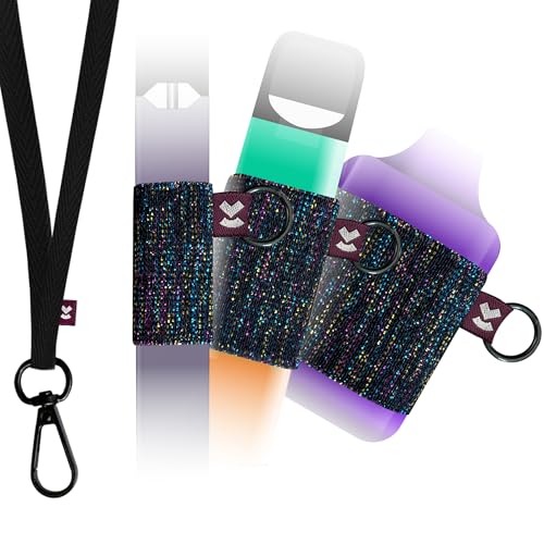 VCase Vape Holder Perfect Fit Lanyard and Wristband High-Strength Elastic Holder 1 Pcs Elastic Holder (Lanyard Sparkle & Slim Black Small)