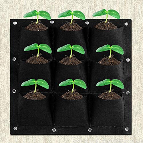 Plant-Pocket-9-Pocket-Vertical-Greening-Hanging-Wall-Garden-Grow-Plant-Bags-Planter-Great-for-Growing-Herbs-Flowers-and-Vegetables-at-WindowBlack