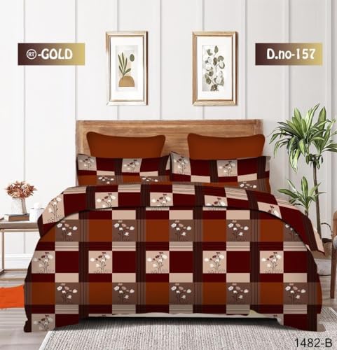 Image of Geo India Limited || Floral TC Cotton Blend Double Size Radium Bedsheet with 2 Pillow Covers (Printed Bedsheet - 03)