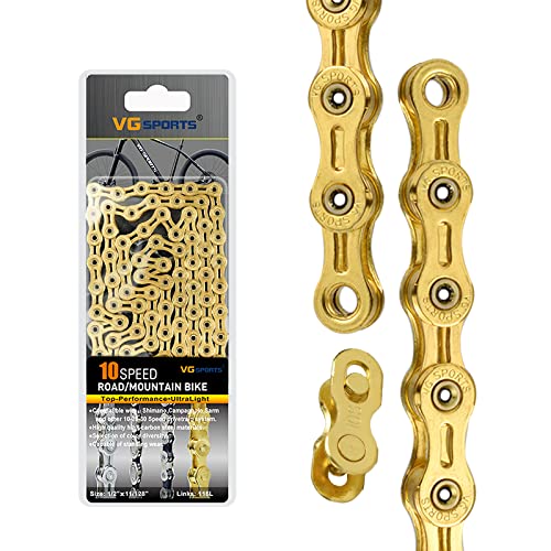 VG SPORTS Cadena de bicicleta de velocidad 6/7/8/9/10/11, cadena de bicicleta ligera de media hueca, para bicicleta de montaña, bicicleta de carretera, 1/2 × 11/128 pulgadas, 116 enlaces