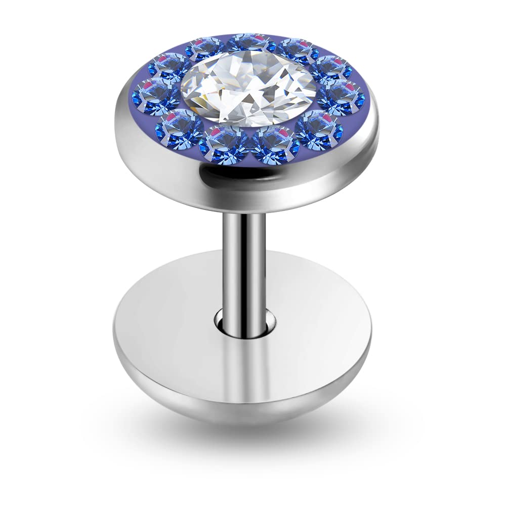 Fake Ear Plug Multi Crystals Stone Around Clear Center Stone 316L Surgical Steel Sold by Piece