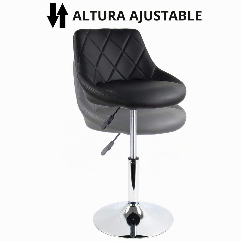 FURWOO Taburete de Bar de Cuero PU Taburete Alto Silla de peluquería Rotación Ajustable y elevación Adecuado para peluquería Recepción Salón de Belleza Taburete de Bar (Negro)