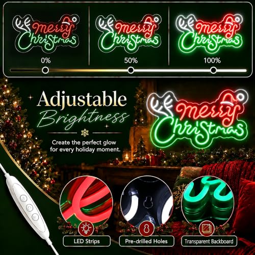 Image of Merry Christmas Neon Signs for Wall Decor, Christmas Led Sign