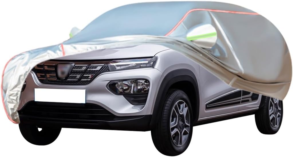 WOLWES Car Cover are Suitable for Dacia Spring,Water,Rain,Sun and Snow Resistant Oxford Fabric Car Cover,with Side Door Zip (Color : White)